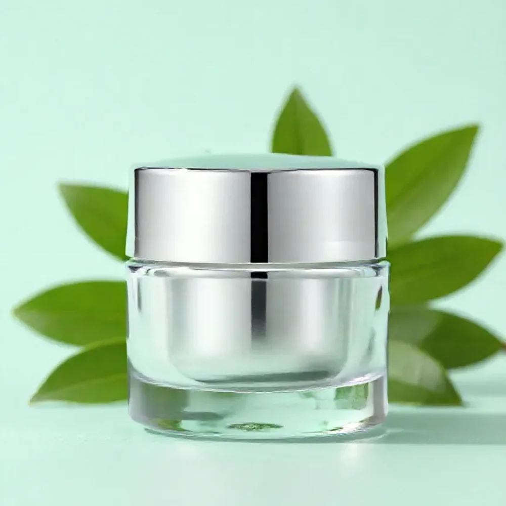 Hydra Glow Gel Cream jar, open, showing white cream swirl